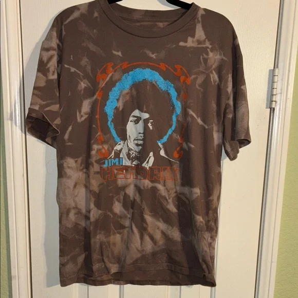 Jimi Hendrix Brown Graphic T-Shirt Large EUC - Picture 1 of 9